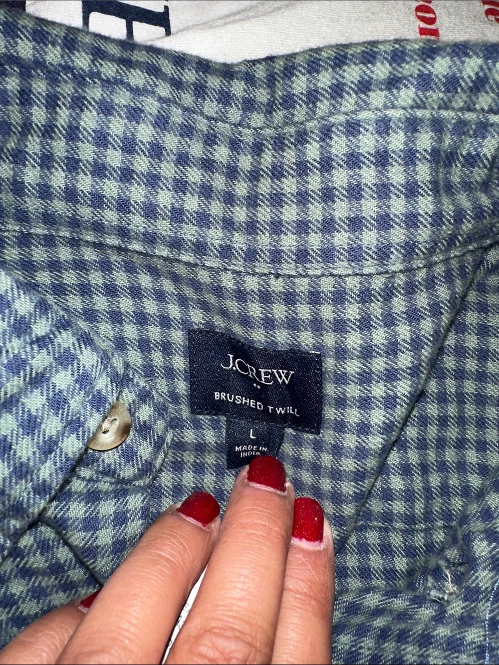 J. Crew Men's Blue and Green Mini Gingham Button-Down Shirt